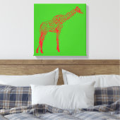 Rode Giraffe Stencil Canvas Afdruk (Insitu (Slaapkamer))