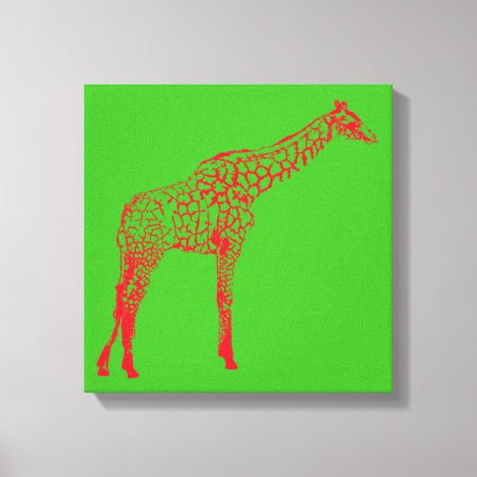 Rode Giraffe Stencil Canvas Afdruk (Voorkant)
