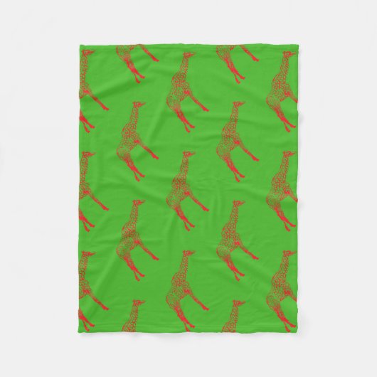Rode Giraffe Stencil Fleece Deken (Voorkant)