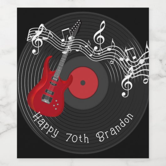 Rode Gitaar Rock Muziek Album Verjaardag Wijn Etiket (Enkel label)