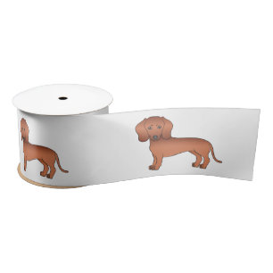 Rode gladharige dachshond Schattige cartoonhonden Lint