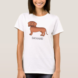 Rode gladharige Dachshund Schattige Cartoon Hond & T-shirt