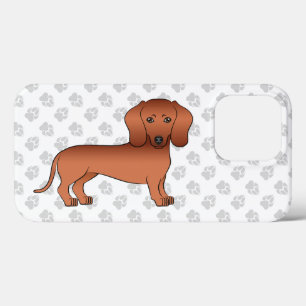 Rode gladharige Dachshund Schattige Cartoonhond & iPhone 13 Pro Hoesje