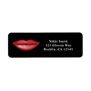 Rode Glanzende Lippen Kus Chic Moderne Glam Schoon Etiket