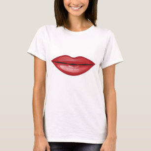 Rode Glanzende Lippen Kus Chic Moderne Glamour Sch T-shirt
