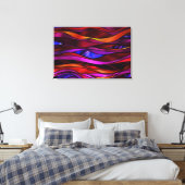 Rode Glas in lood Abstract Canvas Afdruk (Insitu (Slaapkamer))