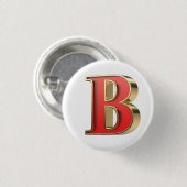 Rode glazen letter B Ronde Button 3,2 Cm (Voorkant /achterkant)