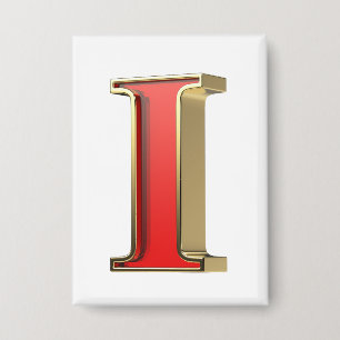 Rode glazen letter I Button