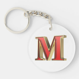 Rode glazen letter M Sleutelhanger