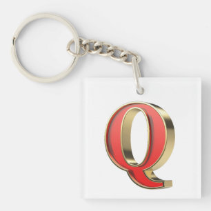 Rode glazen letter Q Sleutelhanger