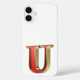 Rode glazen letter U iPhone 16 Plus Hoesje