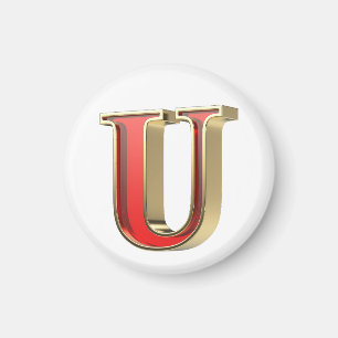 Rode glazen letter U Magneet