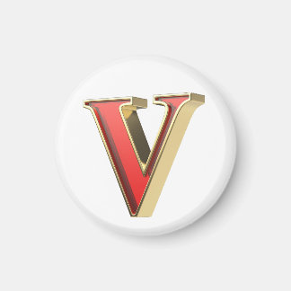 Rode glazen letter V Magneet