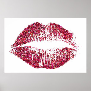 Rode glazen lippen poster