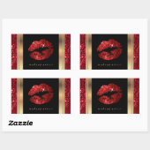 Rode glazen lippen rechthoekige sticker (Vel)