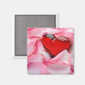 Rode glazen Roos Magneet (Voorkant / Achterkant)