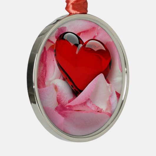 Rode glazen Roos Metalen Ornament (Rechts)