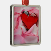 Rode glazen Roos Metalen Ornament (Rechts)