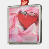 Rode glazen Roos Metalen Ornament (Links)