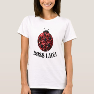 Rode glinsterende Lieveheersbeestje BOSS LADY Pers T-shirt