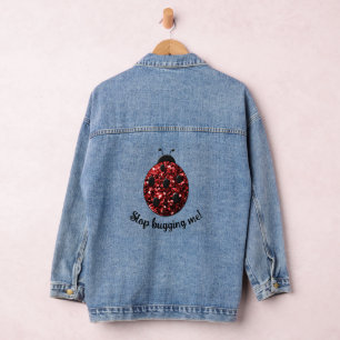 Rode glinsterende lieveheersbeestje Stop met peste Denim Jacket
