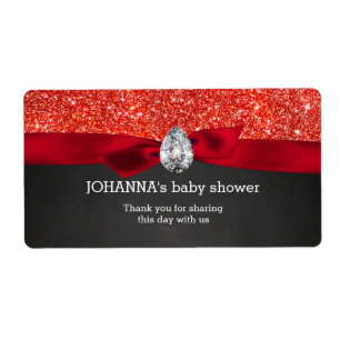 Rode glitter Baby shower Chalkboard Water Flacon Etiket