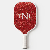 Rode Glitter Bling Monogram Pickleball Paddle (Achterkant)