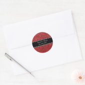 Rode glitter bruiloft gunsten ronde sticker (Envelop)