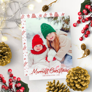 Rode Glitter Calligrafie Foto Prettigst Kerstfeest Kaart