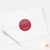 Rode Glitter Drip Aangepast Ronde Sticker (Envelop)