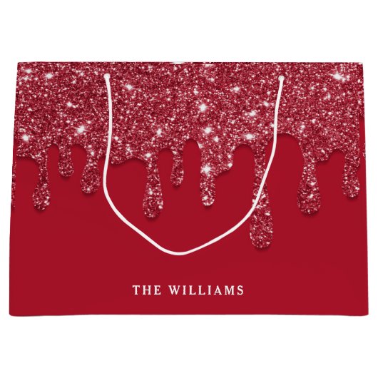 Rode Glitter Drip Aangepaste naam Groot Cadeauzakje (Voorkant)