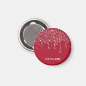 Rode Glitter Drip Aangepaste naam Magneet (Voorkant / Achterkant)