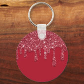 Rode Glitter Drip Aangepaste naam Sleutelhanger (Achterkant)