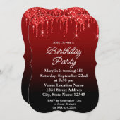 RODE GLITTER DRIP ELEGANT BIRTHDAY INVITATION KAART (Voorkant / Achterkant)