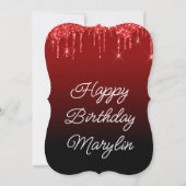 RODE GLITTER DRIP ELEGANT BIRTHDAY INVITATION KAART (Achterkant)