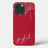Rode Glitter Druppel Aangepaste tekst of naam Case-Mate iPhone Case (Achterkant)