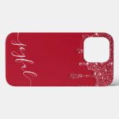 Rode Glitter Druppel Aangepaste tekst of naam Case-Mate iPhone Case (Achterkant (horizontaal))