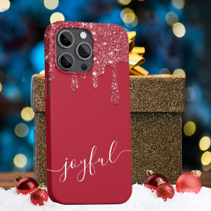 Rode Glitter Druppel Aangepaste tekst of naam iPhone 13 Pro Max Hoesje