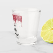 Rode glitter druppels naam verjaardagsfeestje shot glas (Rechts)