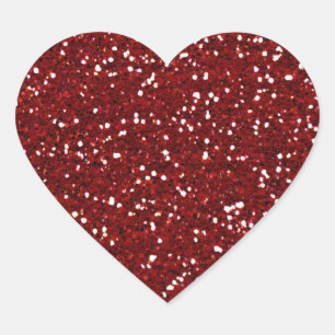 Rode Glitter (Faux) hart Sticker