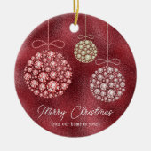 Rode Glitter Foto Kerstmis Ornament (Voorkant)