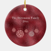 Rode Glitter Foto Kerstmis Ornament (Achterkant)