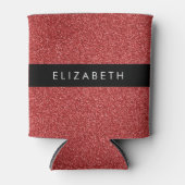 Rode Glitter, Glitter Achtergrond, Jouw naam Blikjeskoeler (Voorkant)