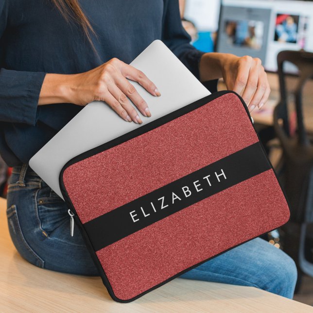 Rode Glitter, Glitter Achtergrond, Jouw naam Laptop Sleeve (Creator heeft geüpload)