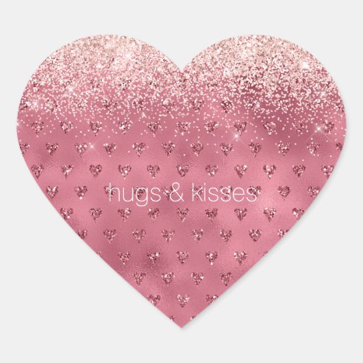 Rode glitter harten hart sticker (Voorkant)