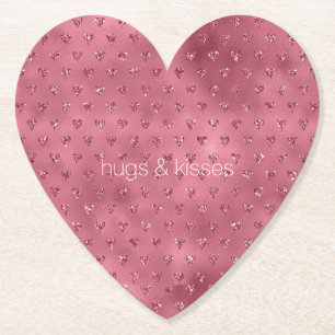 Rode glitter harten kartonnen onderzetters