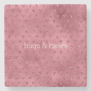 Rode glitter harten stenen onderzetter