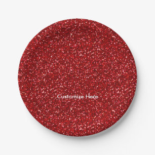 Rode Glitter Kerst Feest Borden Papieren Bordje