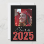 Rode Glitter Klasse van 2025 Foto Aankondiging (Voorkant)