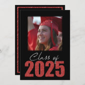 Rode Glitter Klasse van 2025 Foto Aankondiging (Voorkant / Achterkant)
